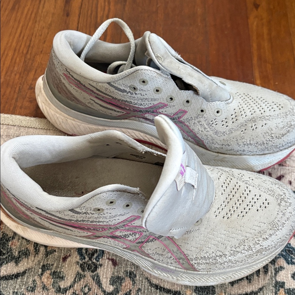 ASICS Women's White Sneakers with Pink Logo Accent